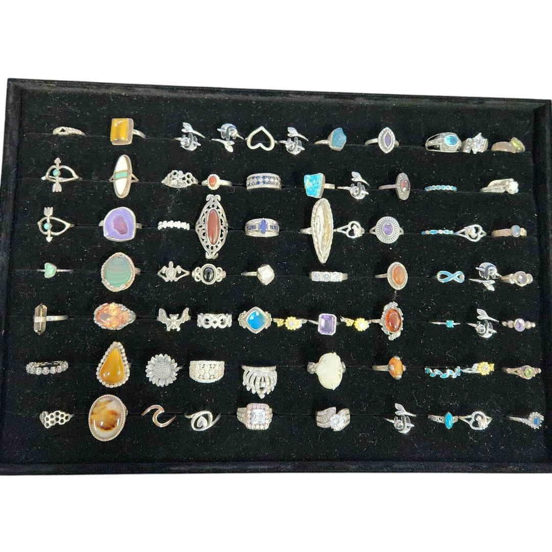 925 Sterling Silver Assorted Natural Stone Rings Unique Design starting $39.99