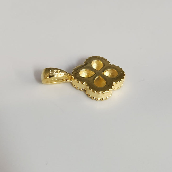Elegant Sterling Silver Gold Finish Clover Charm