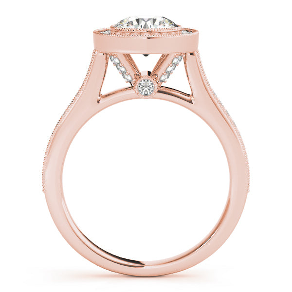 14K Rose Gold 1 1/3 ct tw Halo Diamond Engagement Ring