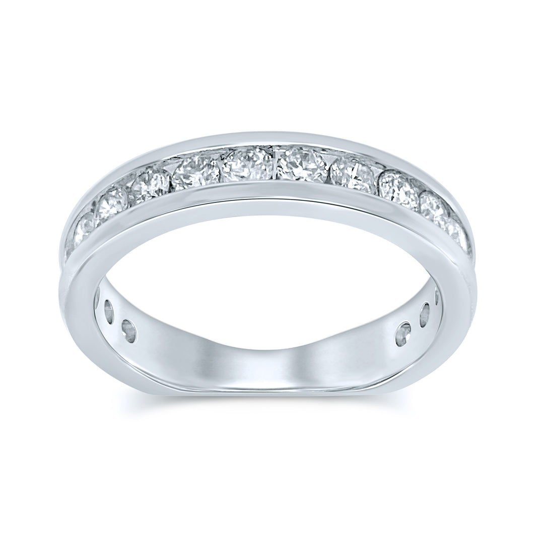 Sparkling 14K White Gold Diamond Channel Band (18 Stones)