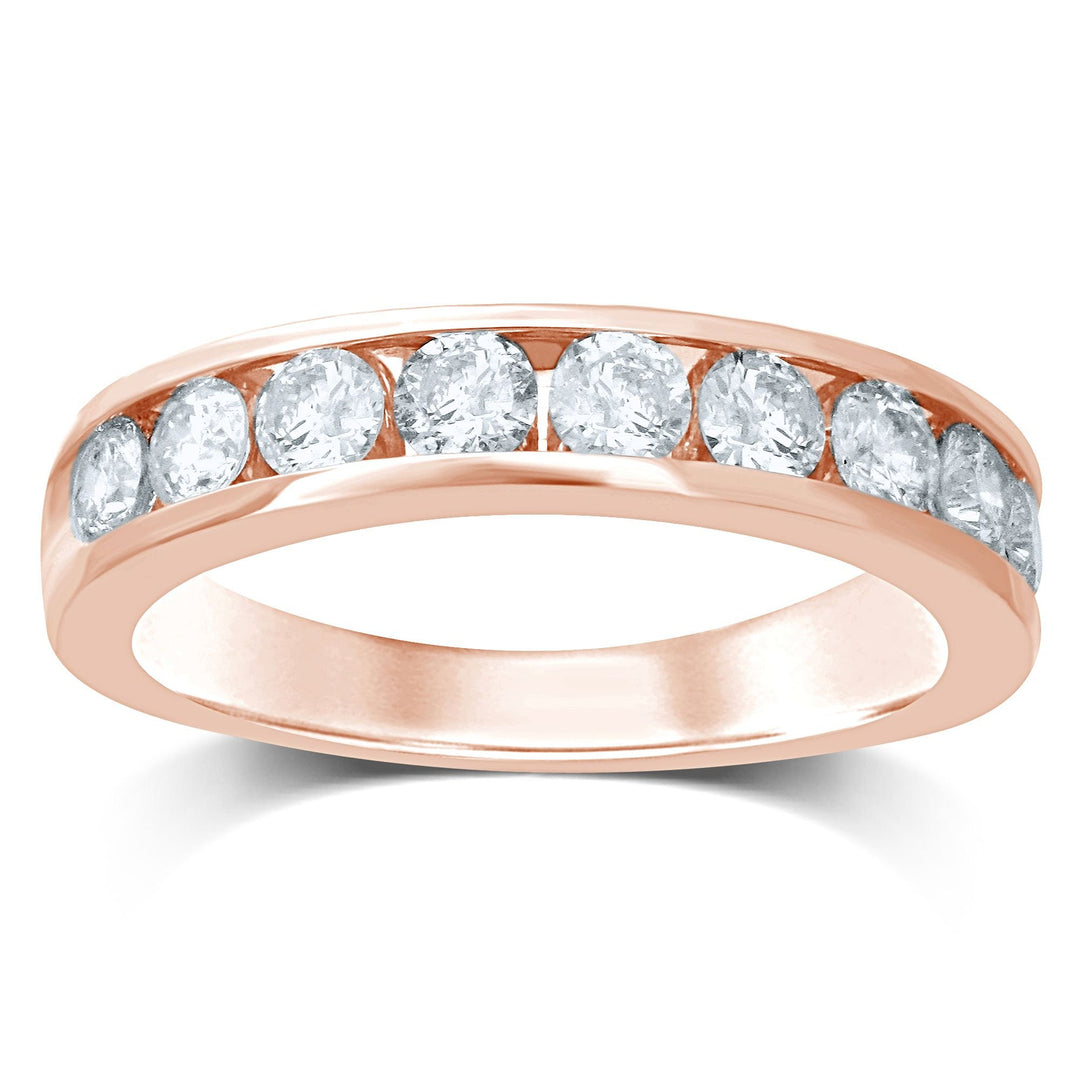 Romantic Rose Gold 9-Diamond Channel Band