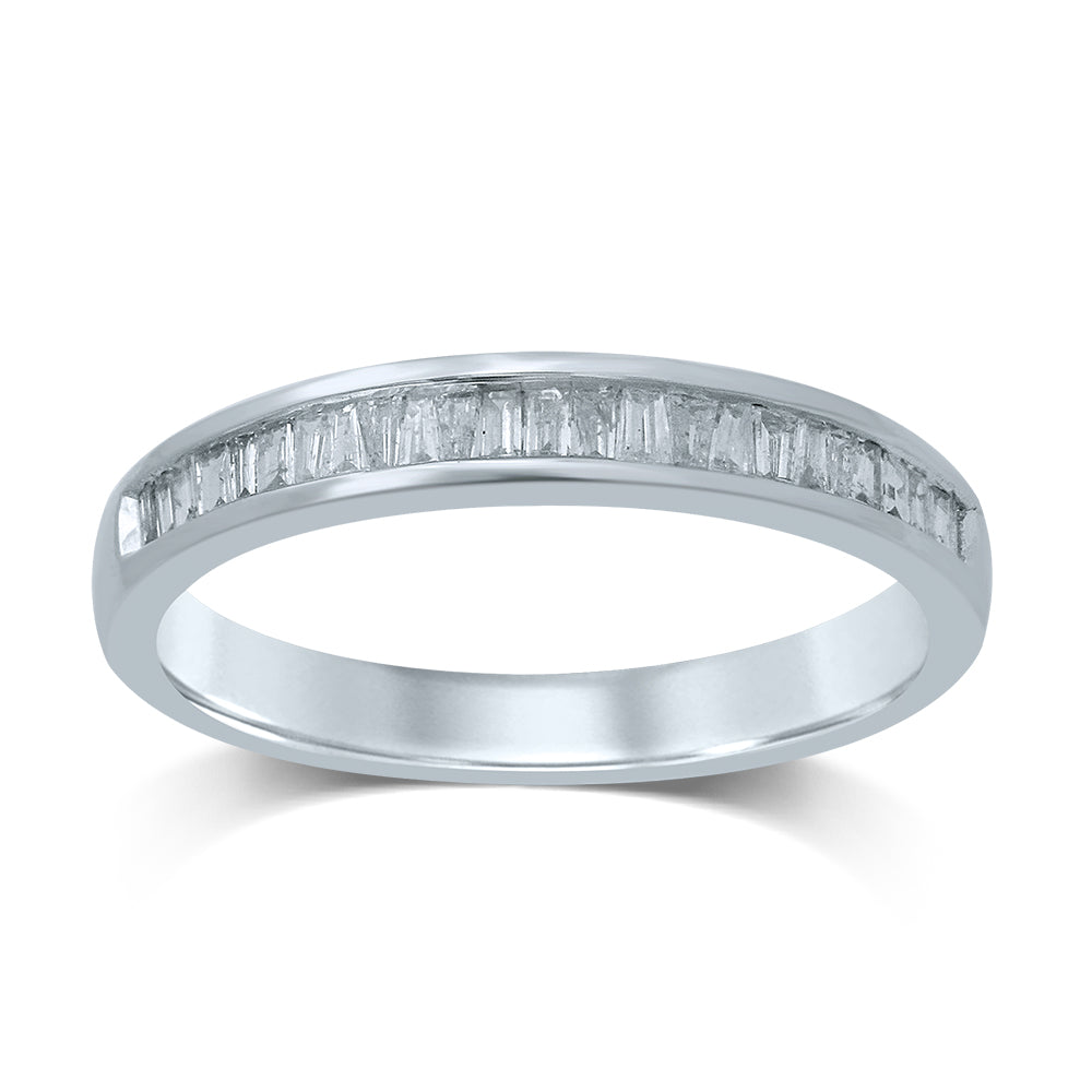 Chic 10k White Gold 0.25CT Lab Diamond Womens Fashion Band