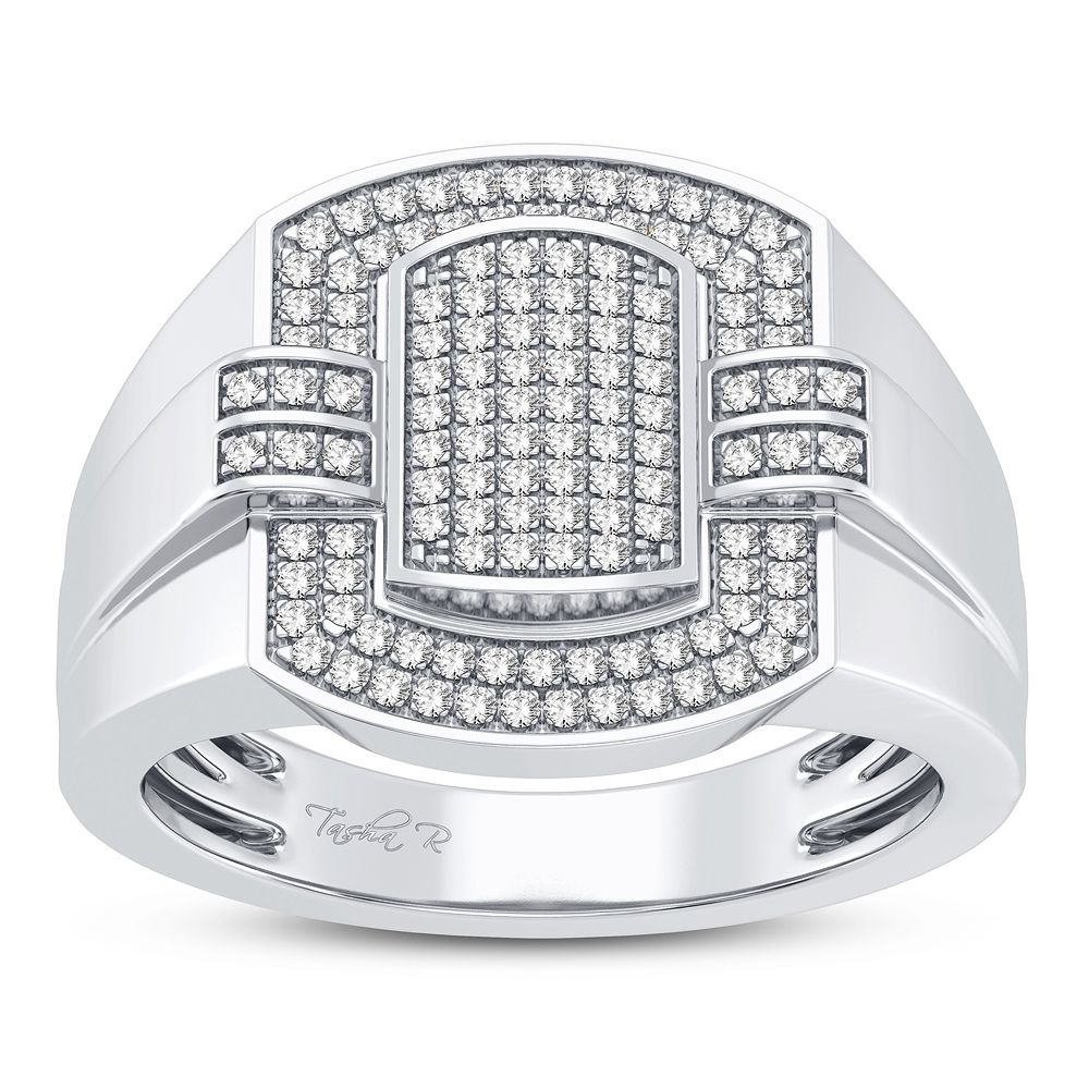 Mens 10K White Gold Diamond Band - Sophisticated Urban Edge