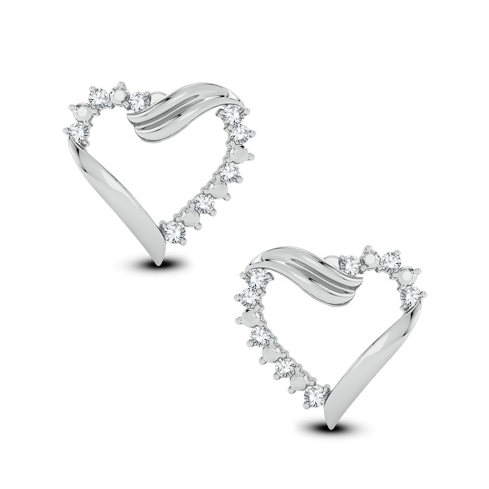 10K White Gold 0.09CT Diamond Earrings