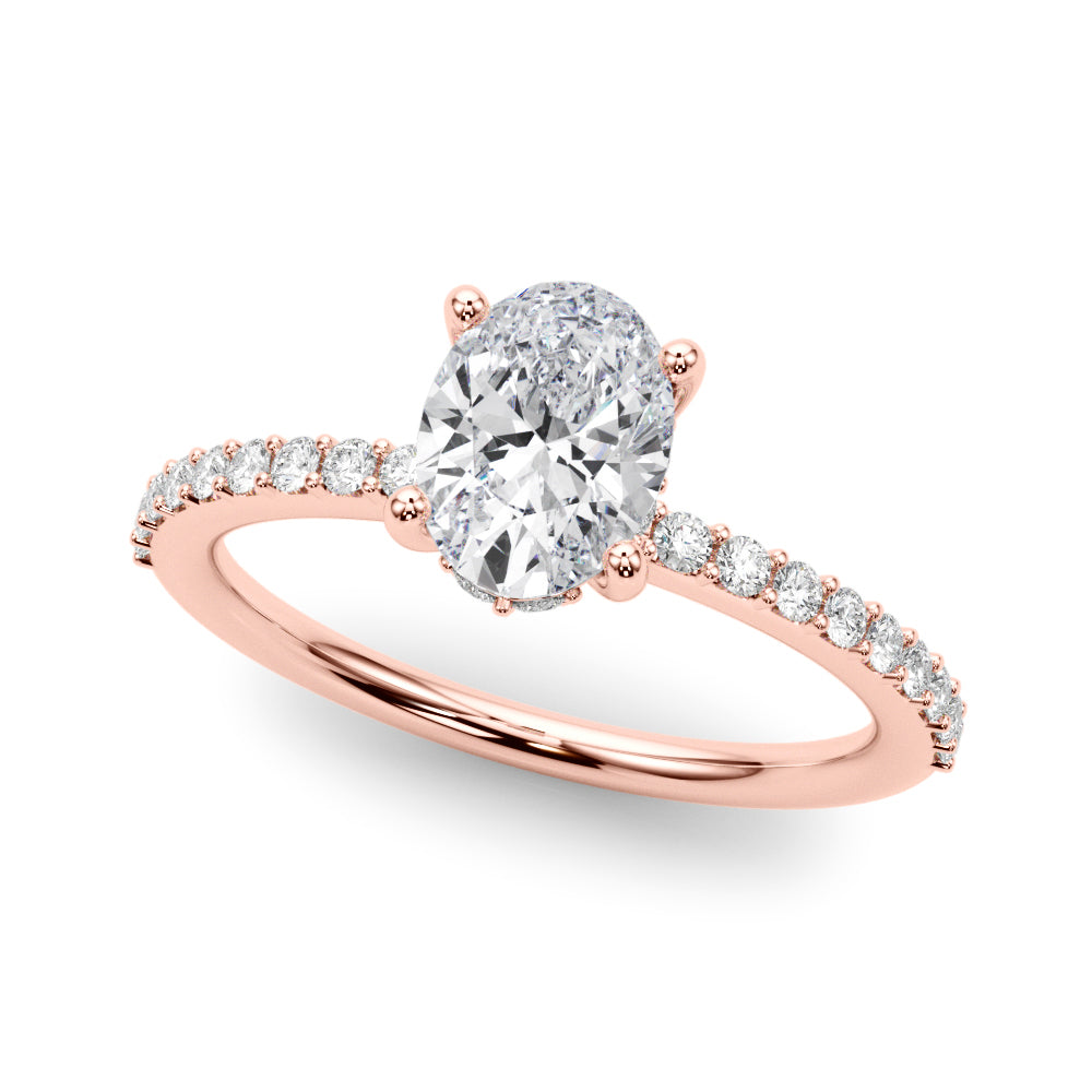 14K Rose Gold Lab Diamond Hidden Halo Ring