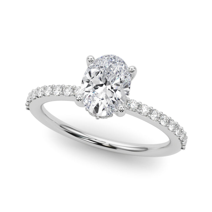 Lab Diamond White Gold Oval Hidden Halo Ring