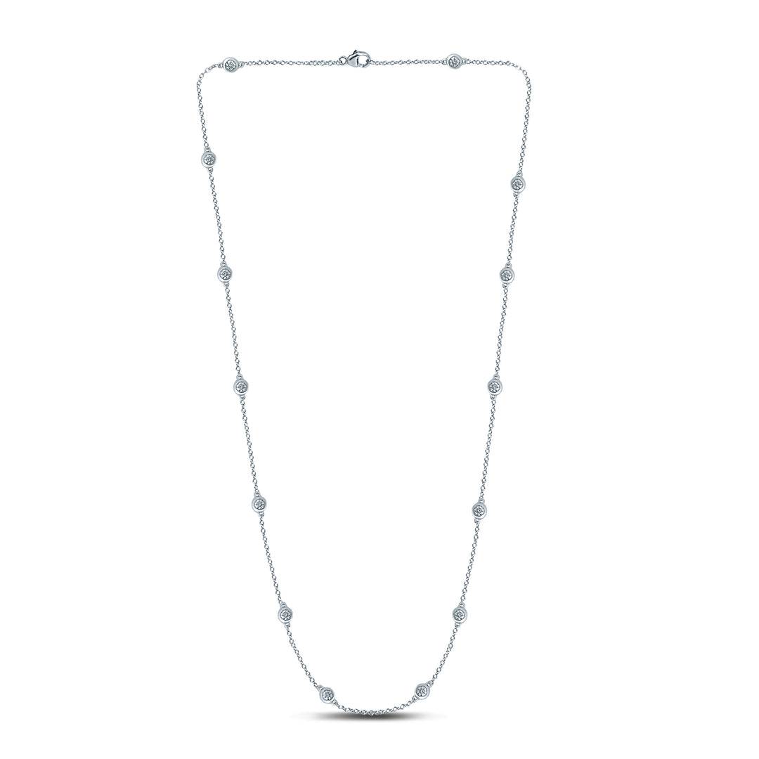 14K White Gold 0.72CT Diamond Chain Necklace