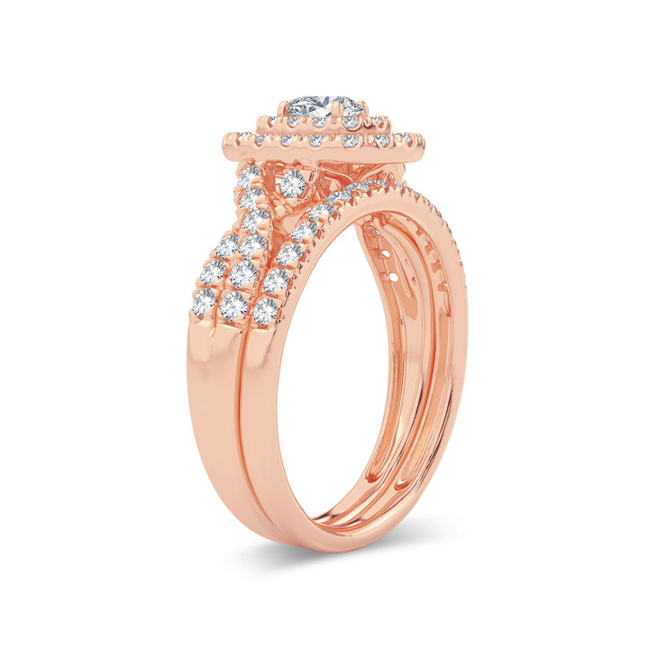 Romantic 14k Rose Gold 1CT Lab Diamond Engagement Ring