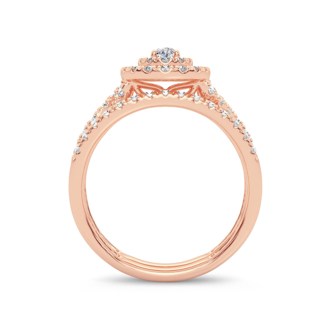 Romantic 14k Rose Gold 1CT Lab Diamond Engagement Ring