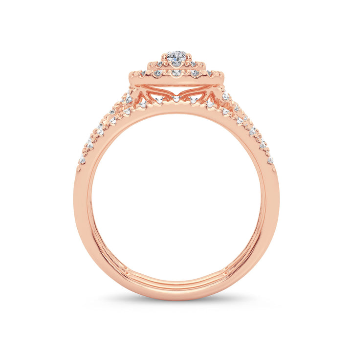 Romantic 14k Rose Gold 1CT Lab Diamond Engagement Ring