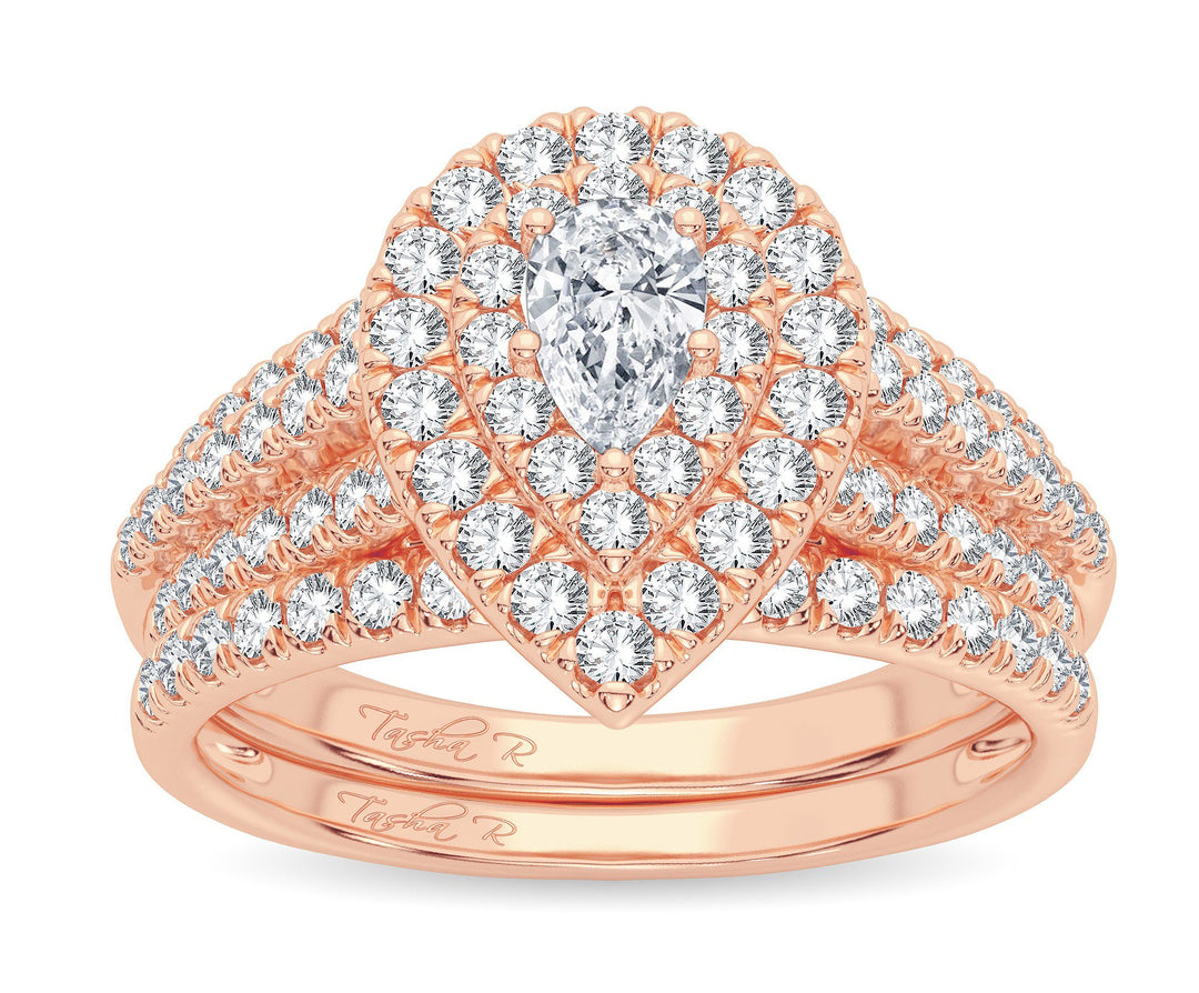 14K Rose Gold 1.00ct Diamond Bridal Ring