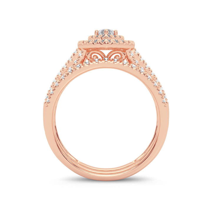 Romantic 14k Rose Gold 1ct Lab Diamond Engagement Ring