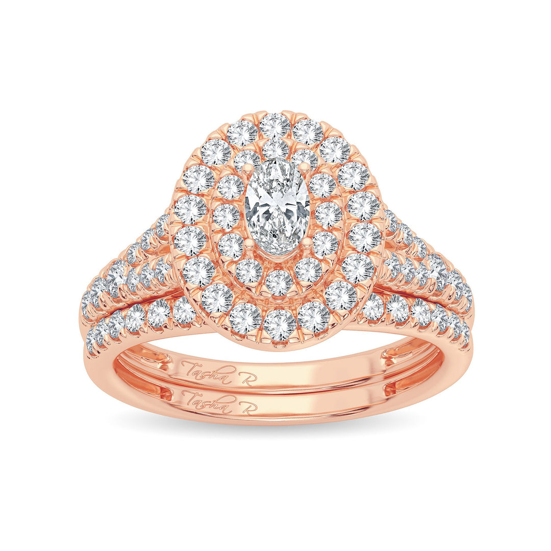 Romantic 14k Rose Gold 1CT Diamond Bridal Ring Sparkle