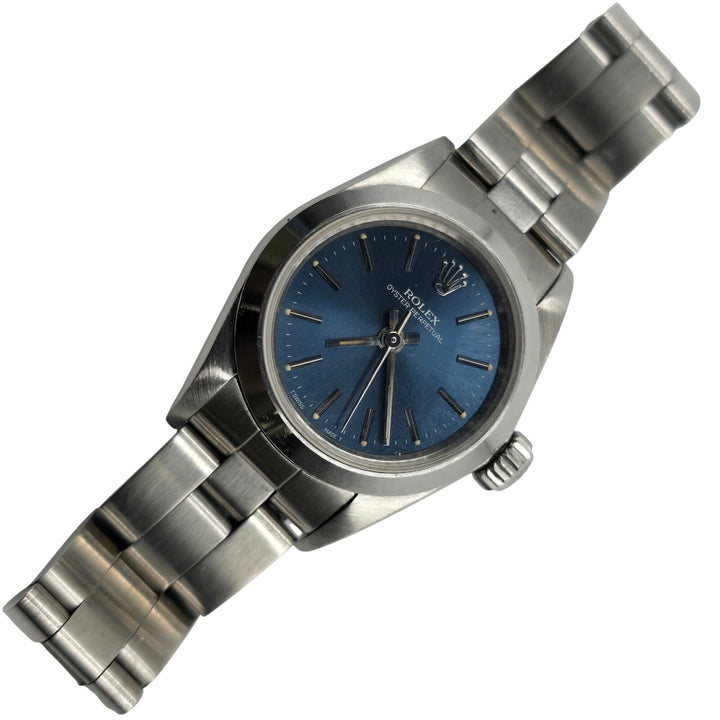 Rolex Oyster Perpetual 67180 Blue Dial 24mm Stainless Steel Watch