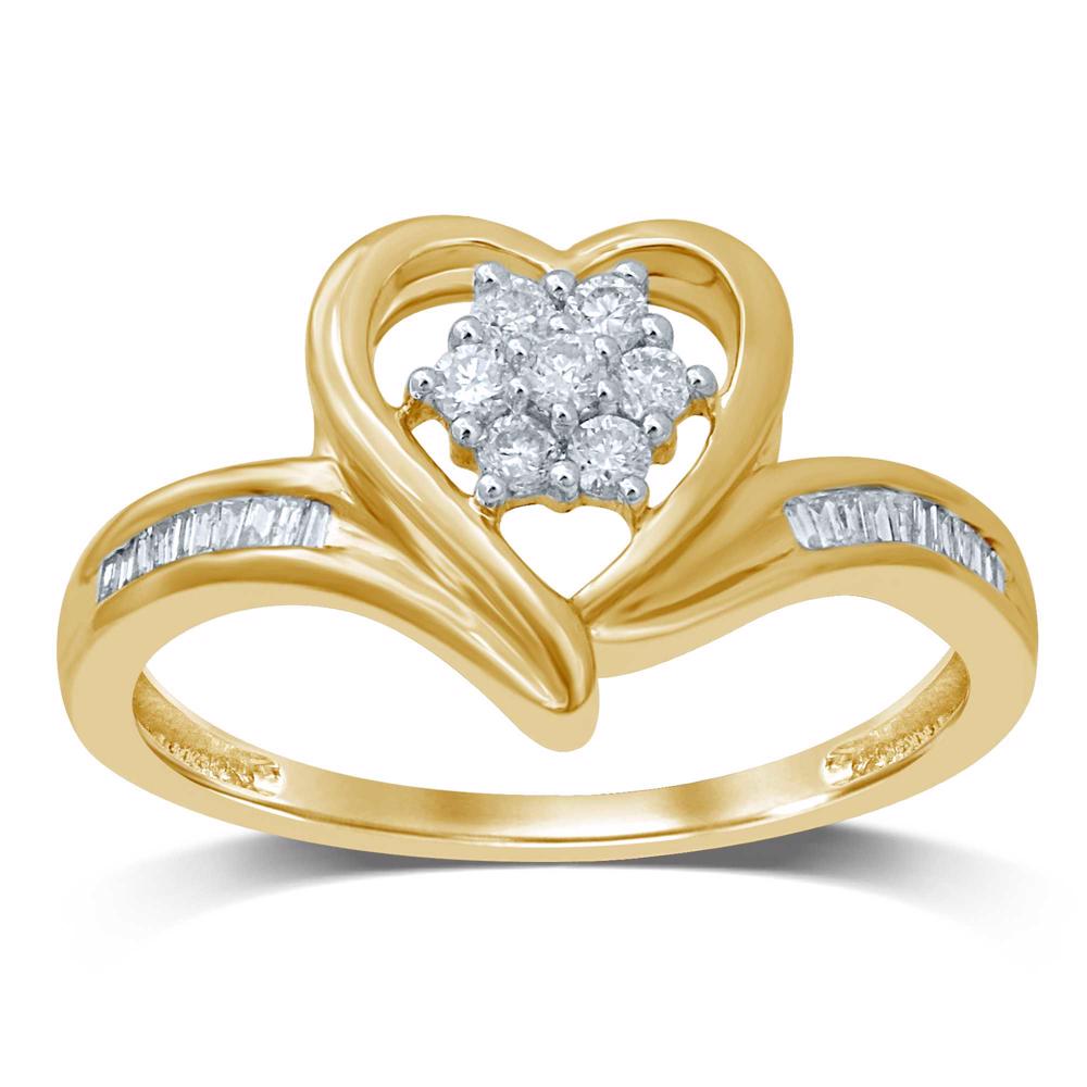 Chic 10k Yellow Gold Lab Diamond Fashion Ring - 0.25CT Sparkle