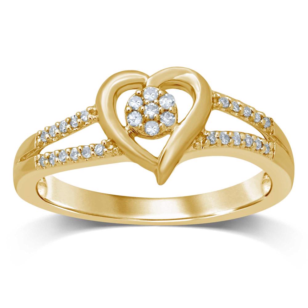 Chic 10k Yellow Gold Lab Diamond Womens Fashion Ring