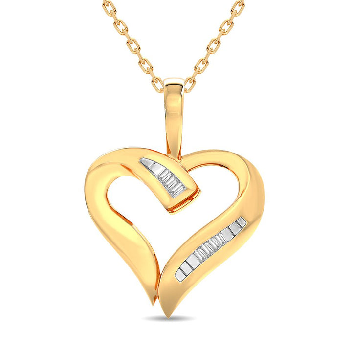 Chic 10k Yellow Gold 0.04CT Lab Diamond Womens Pendant
