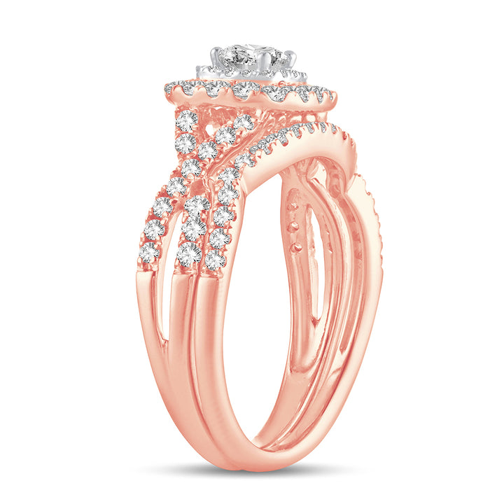 Romantic 14k Rose Gold Lab Diamond Bridal Ring (1CT)