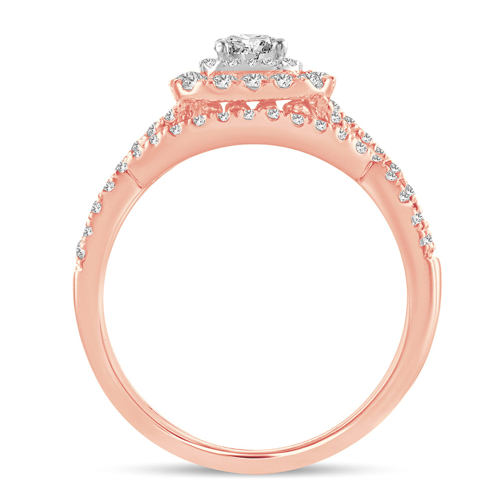 Romantic 14k Rose Gold Lab Diamond Bridal Ring (1CT)