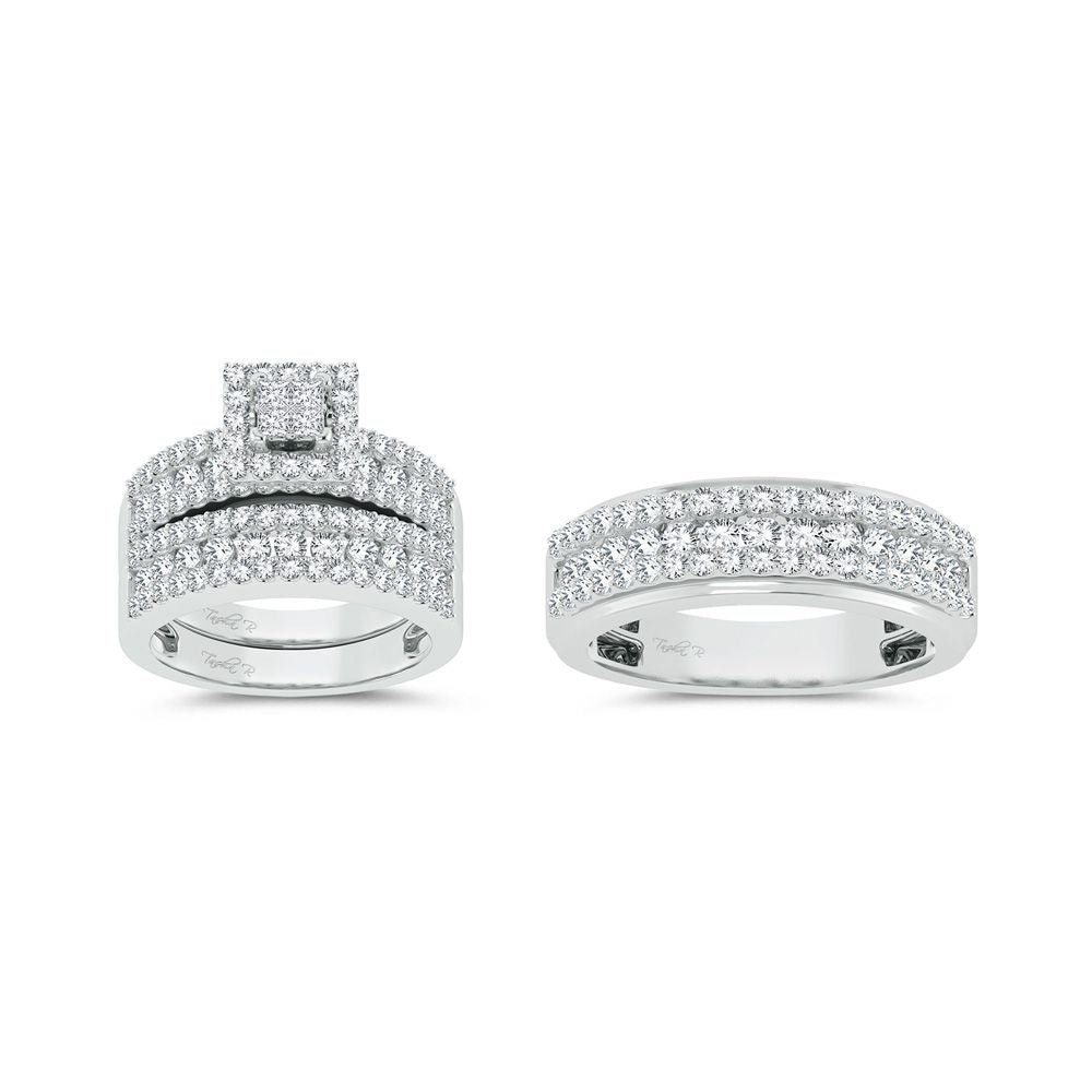 Luminous 14k White Gold 2.83ct Lab Diamond Trio Wedding Set