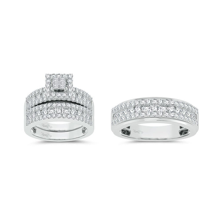 Luminous 14k White Gold 2.83ct Lab Diamond Trio Wedding Set