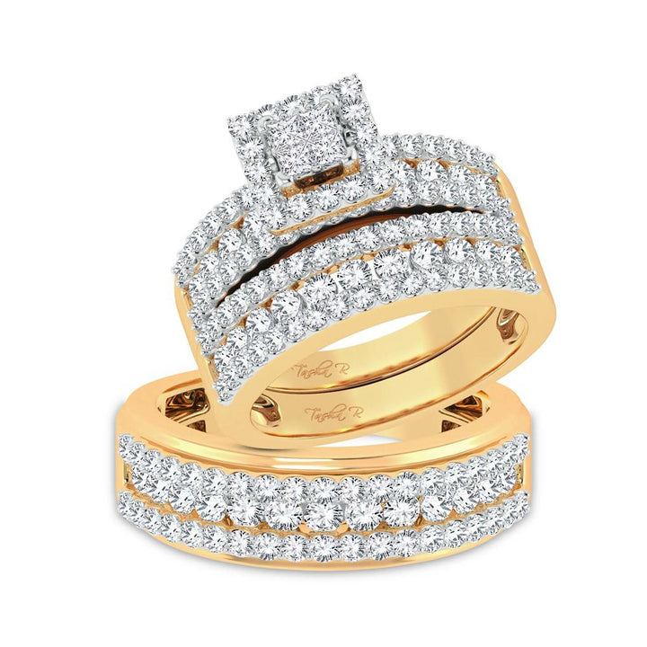 14k Yellow Gold 2.83ct Lab Diamond Trio Wedding Set