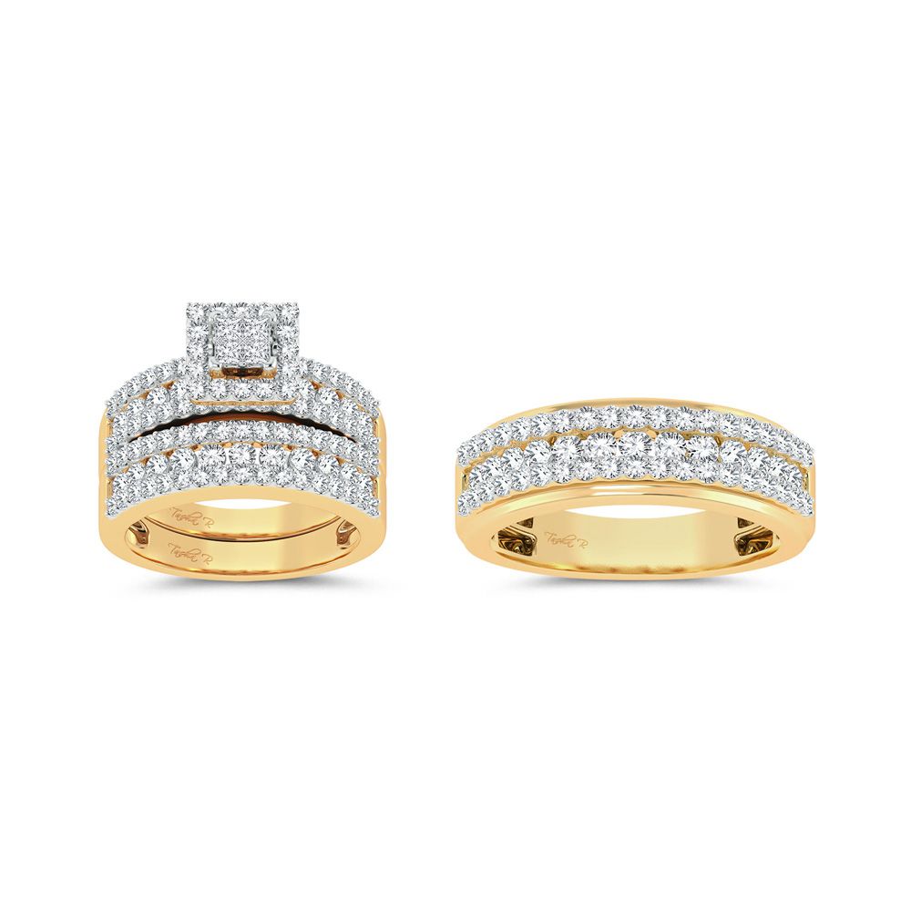 14k Yellow Gold 2.83ct Lab Diamond Trio Wedding Set