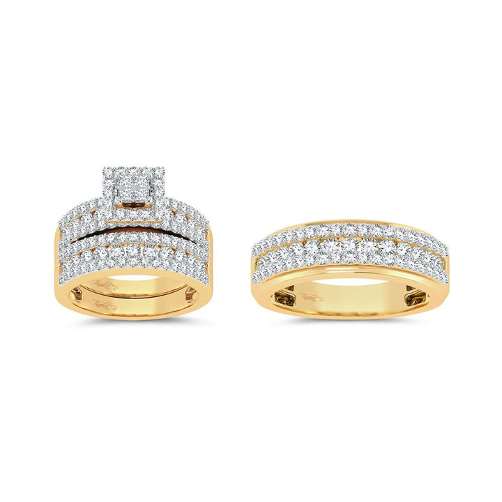 14k Yellow Gold 2.83ct Lab Diamond Trio Wedding Set
