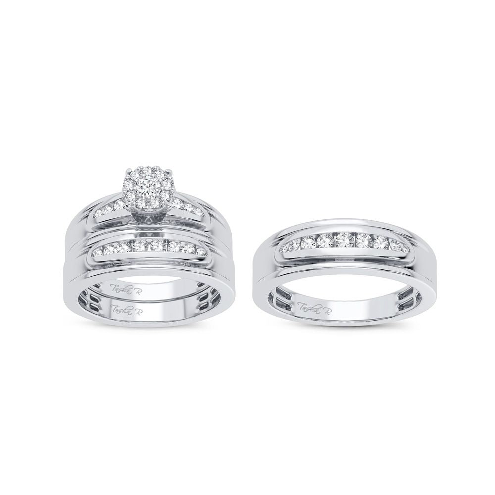 14k White Gold Lab Diamond Trio Set - Timeless Elegance