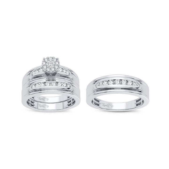 14k White Gold Lab Diamond Trio Set - Timeless Elegance