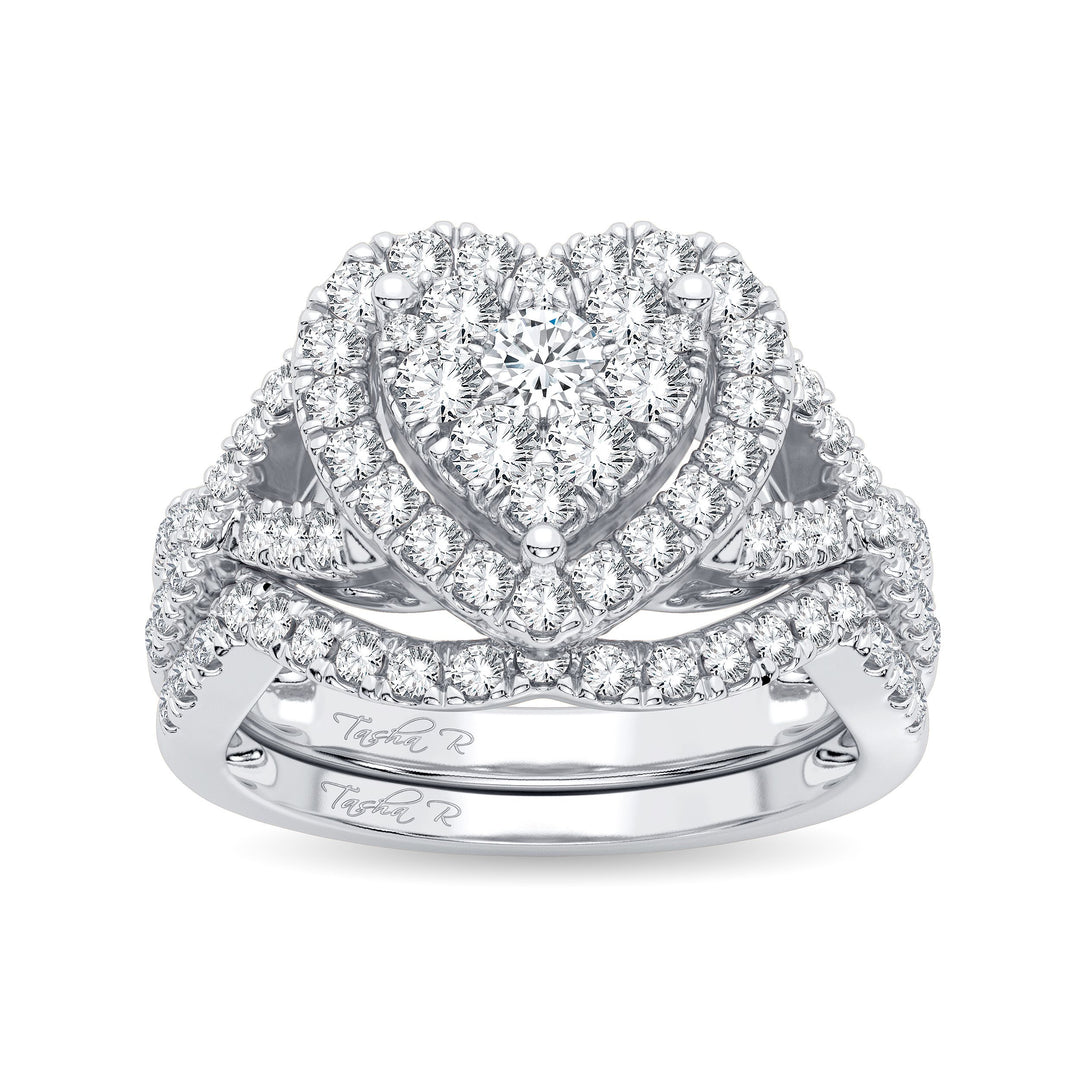 Brilliant 14k White Gold Lab Diamond Bridal Ring Set
