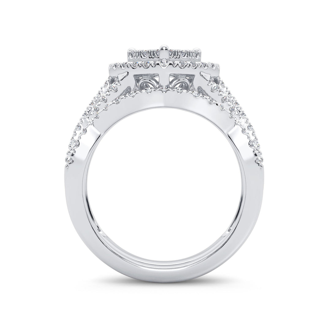 Brilliant 14k White Gold Lab Diamond Bridal Ring Set