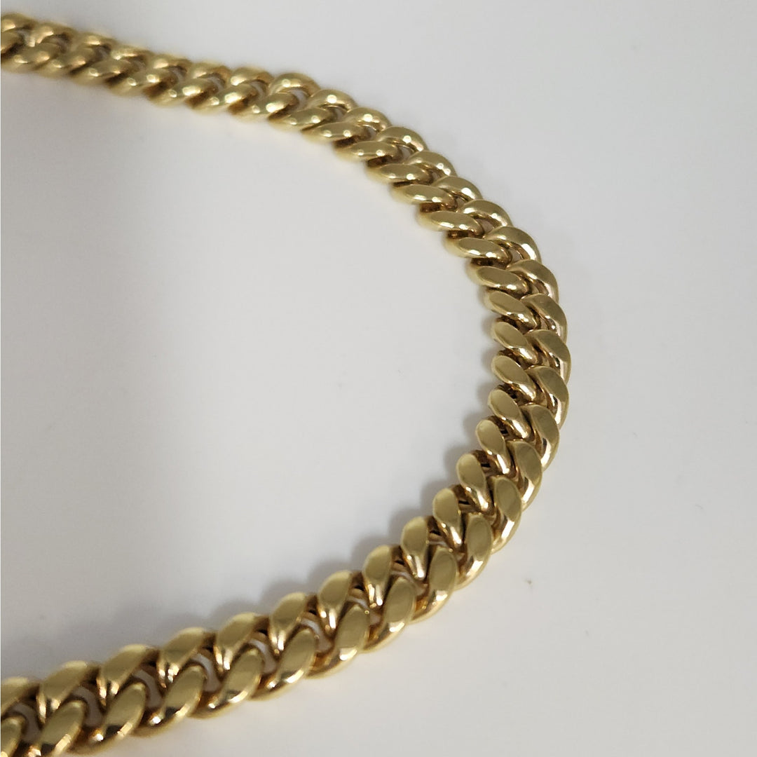 10k Yellow Gold Cuban Link Chain Necklace 22"