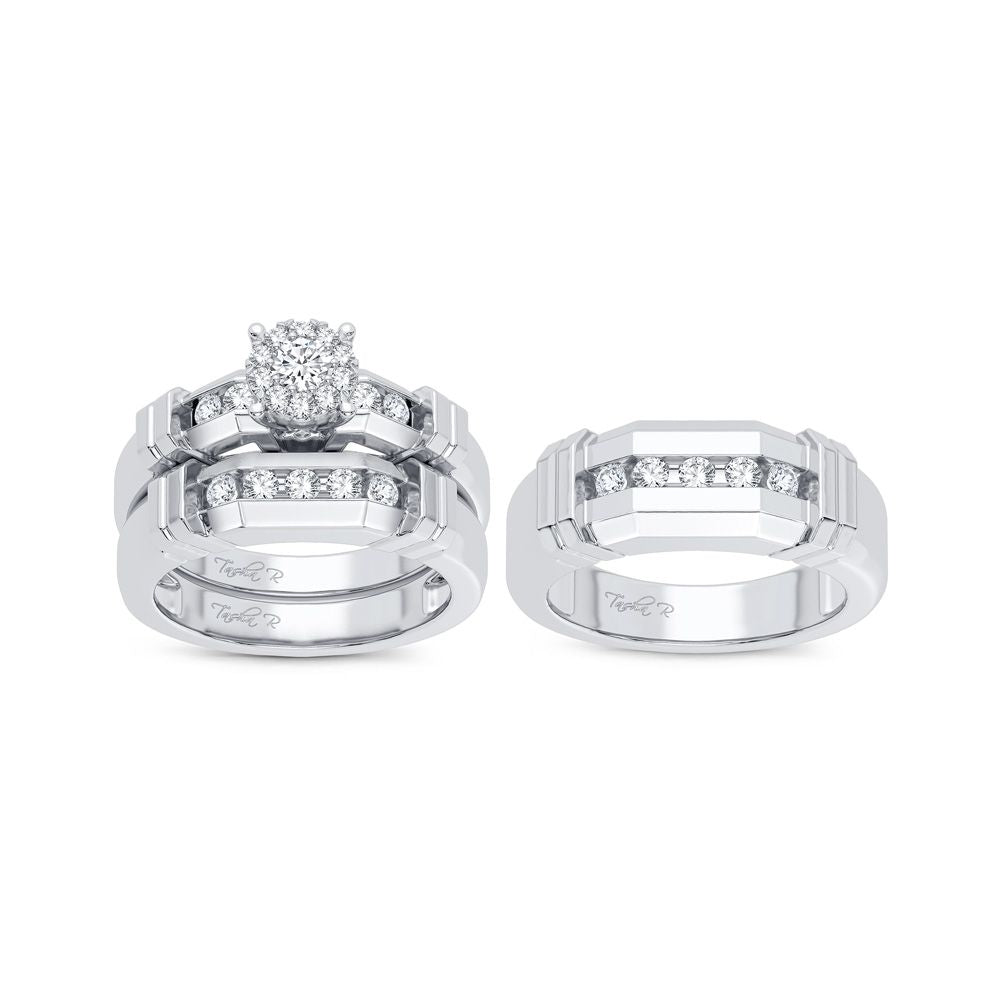 14K Yellow Gold 0.87CT Lab Diamond Womens Trio Set