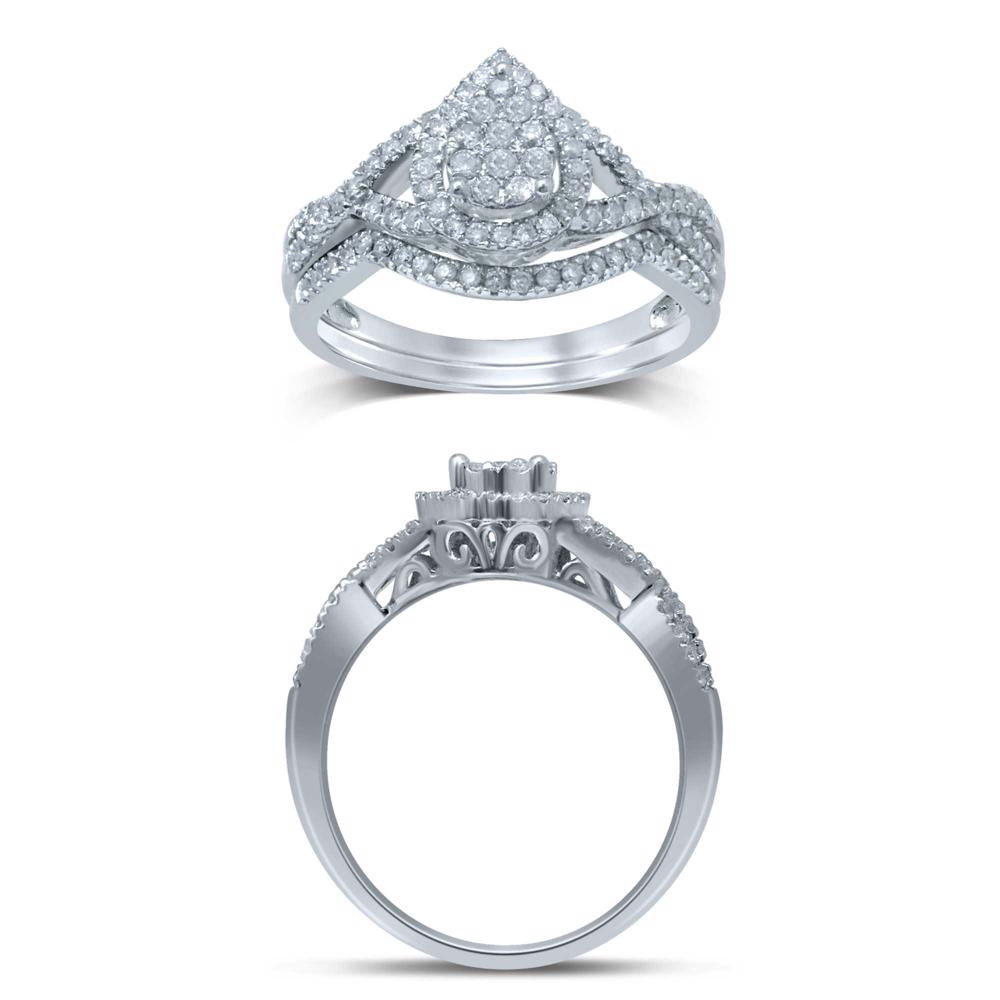 Sparkling 14k White Gold Lab Diamond Bridal Ring Set