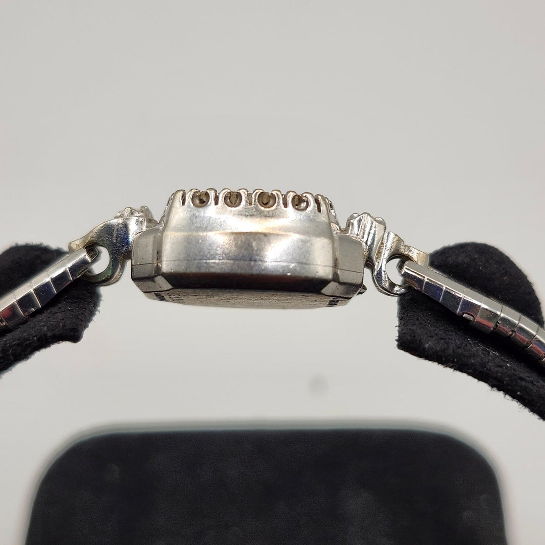 Vintage Lady Hamilton 14K White Gold Diamond Bezel Cocktail Watch (Non-Working)