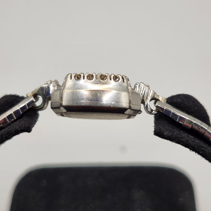 Vintage Lady Hamilton 14K White Gold Diamond Bezel Cocktail Watch (Non-Working)