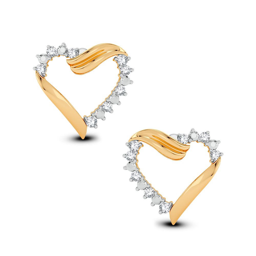 Chic 10k Yellow Gold Diamond Stud Earrings for Women