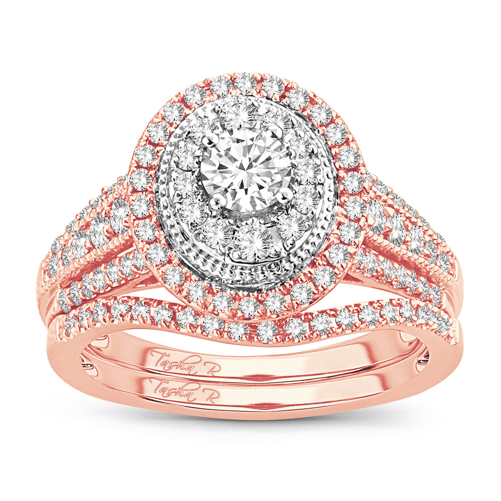 Romantic 14k Rose Gold Lab Diamond Bridal Ring (1CT)