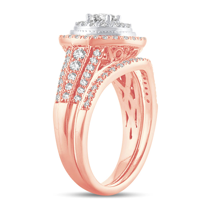 Romantic 14k Rose Gold Lab Diamond Bridal Ring (1CT)