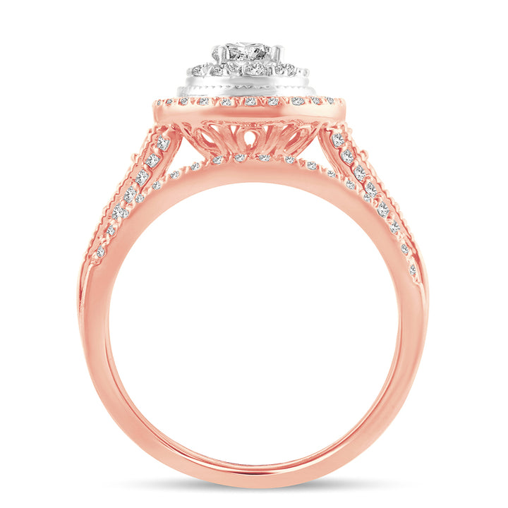Romantic 14k Rose Gold Lab Diamond Bridal Ring (1CT)