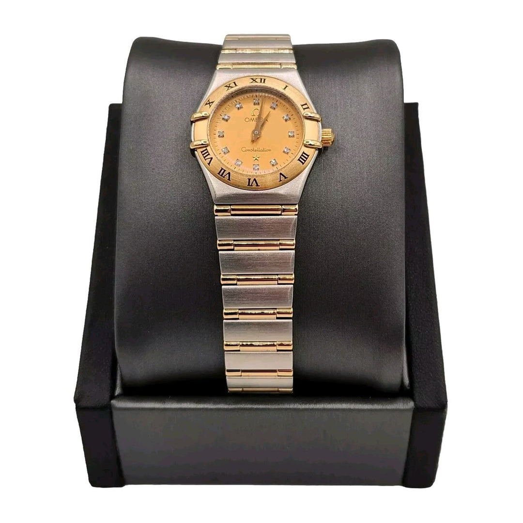 Omega Constellation 18k Gold & Stainless Steel Diamond Dial Women's Watch 22mm