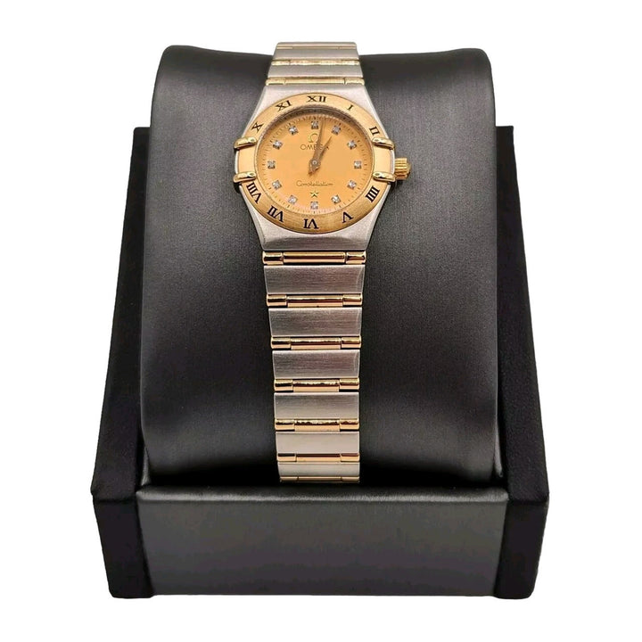 Omega Constellation 18k Gold & Stainless Steel Diamond Dial Women's Watch 22mm