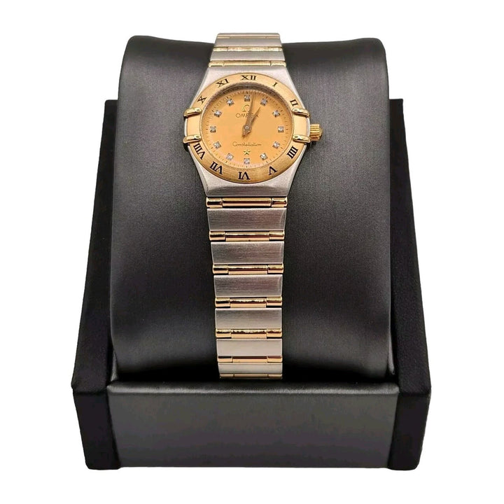 Omega Constellation 18k Gold & Stainless Steel Diamond Dial Women's Watch 22mm