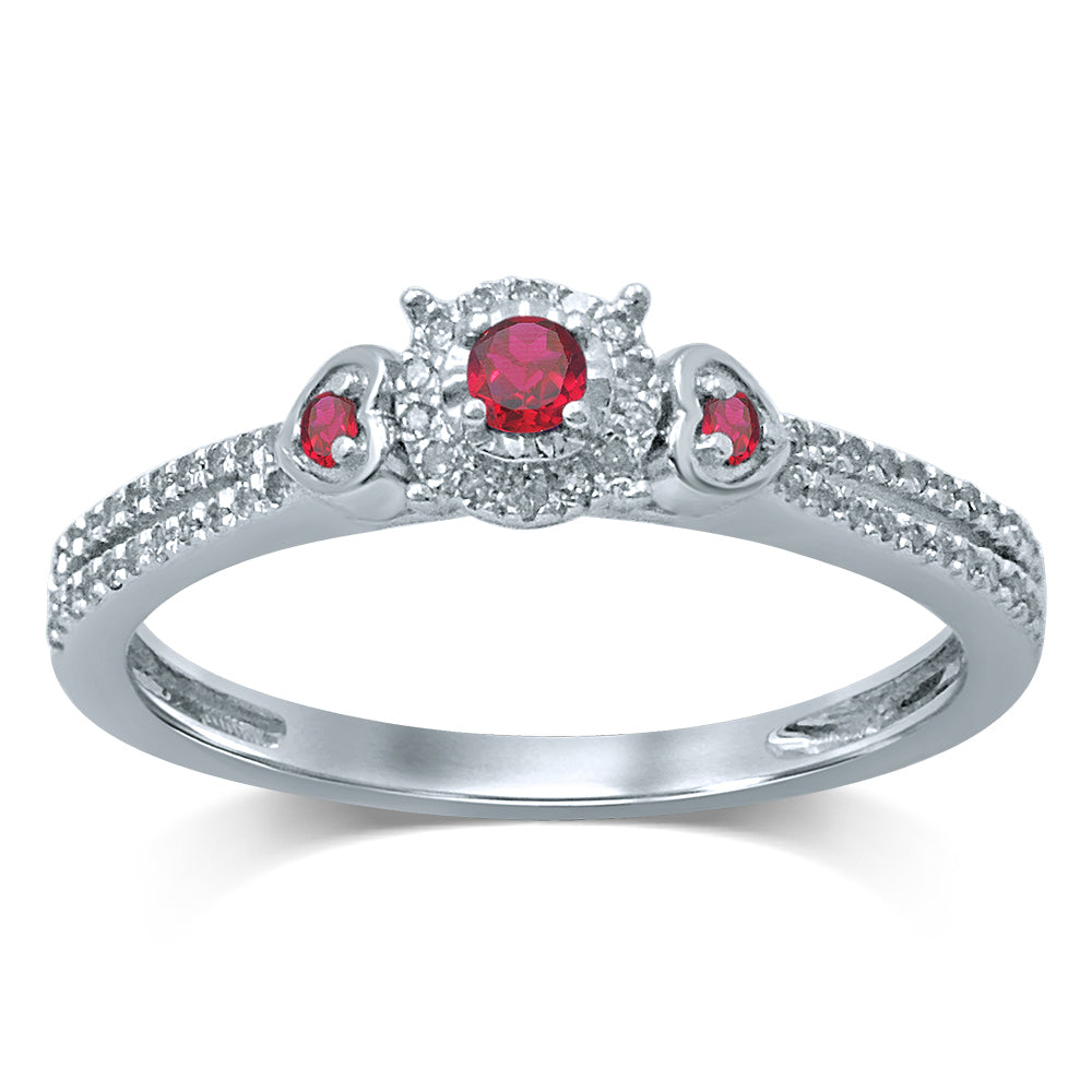 14k White Gold Lab-Created Diamond Accent Ring for Women