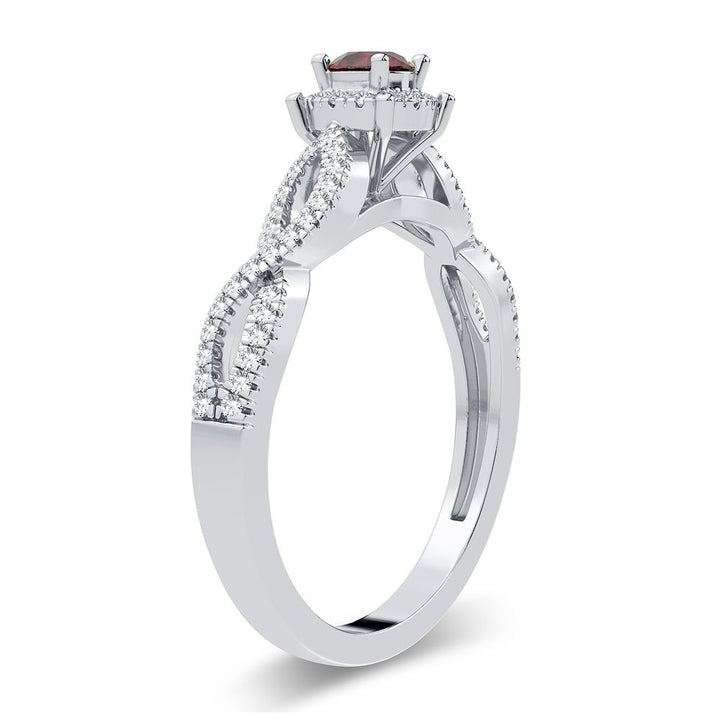 Romantic 14k White Gold Ruby & Lab Diamond Cocktail Ring