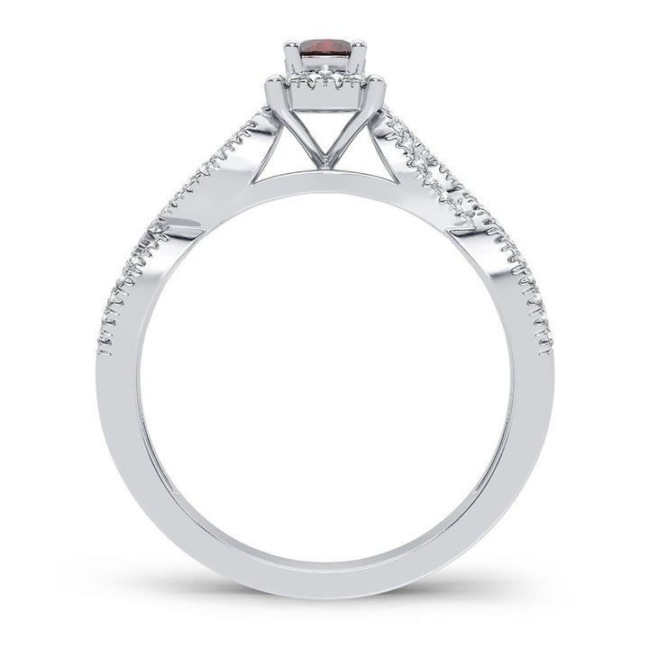 Romantic 14k White Gold Ruby & Lab Diamond Cocktail Ring