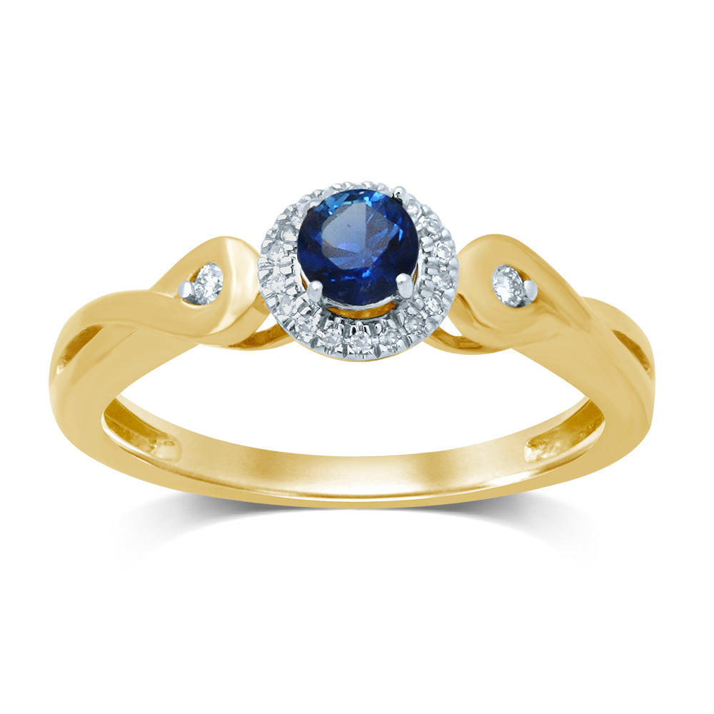 14K Yellow Gold Lab-Created Diamond Womens Cocktail Ring