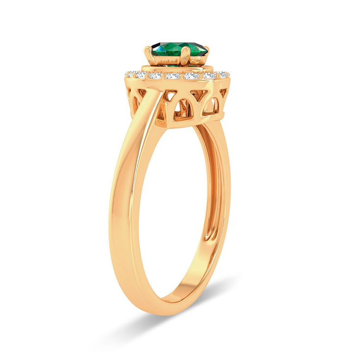 14K Yellow Gold Lab Diamond Womens Emerald Ring