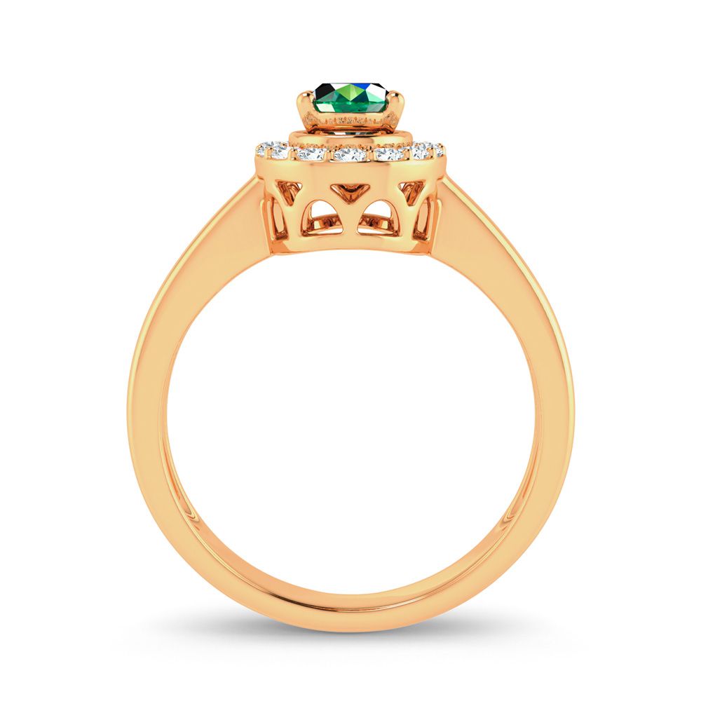 14K Yellow Gold Lab Diamond Womens Emerald Ring